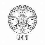 Gemelli Segno Zodiac Dello Adulta Materiale Simbolo Zodiaco Colorare Illustrativo Gemini sketch template