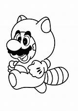 Mario Coloring Pages Super Kids Raccoon Costume sketch template