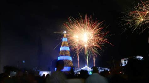el gran árbol de navidad ilumina la plaza del salvador del mundo