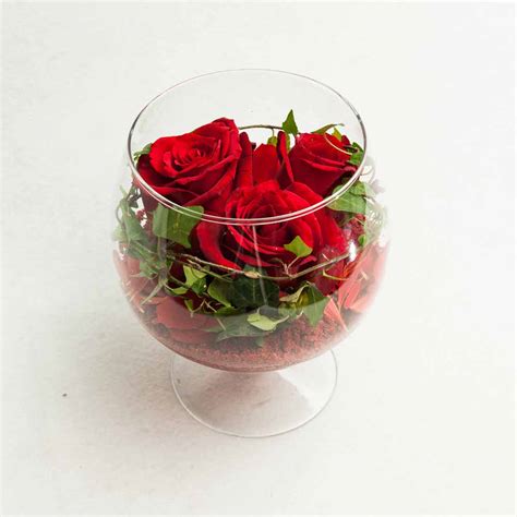 Red Roses In A Glass Vase The Flower Shop