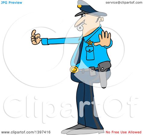 clipart of a cartoon caucasian male police officer blowing