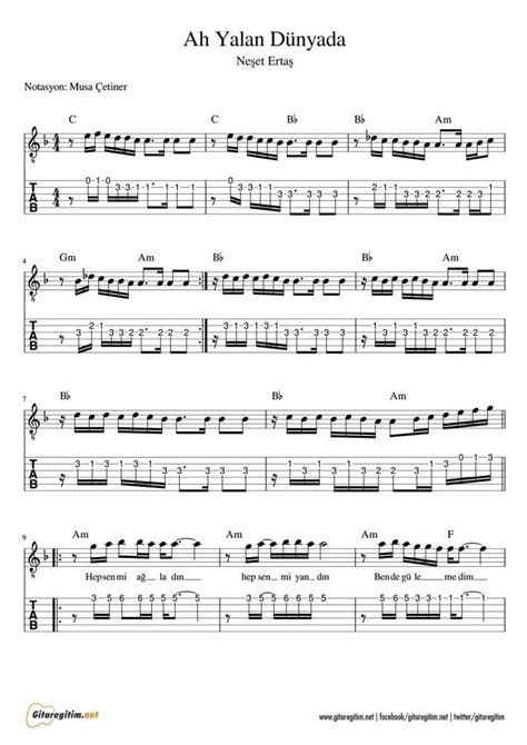 ah yalan duenyada nota tab gitaregitimnet guitar tabs ukulele guitar exercises sheet