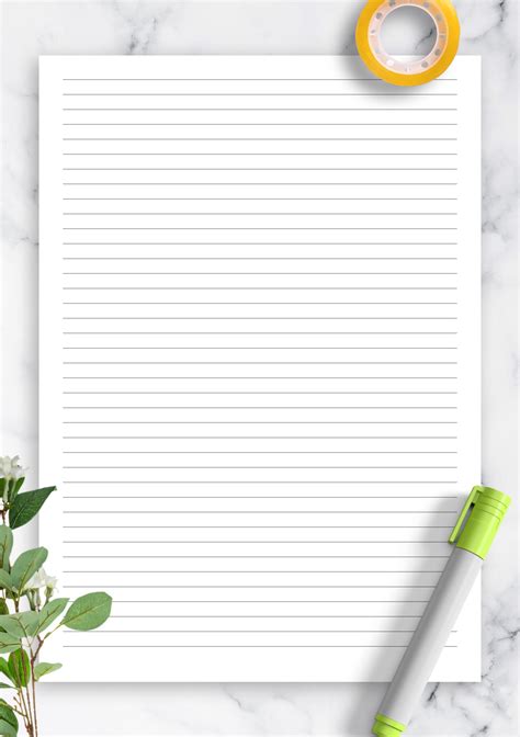 printable lined paper template mm