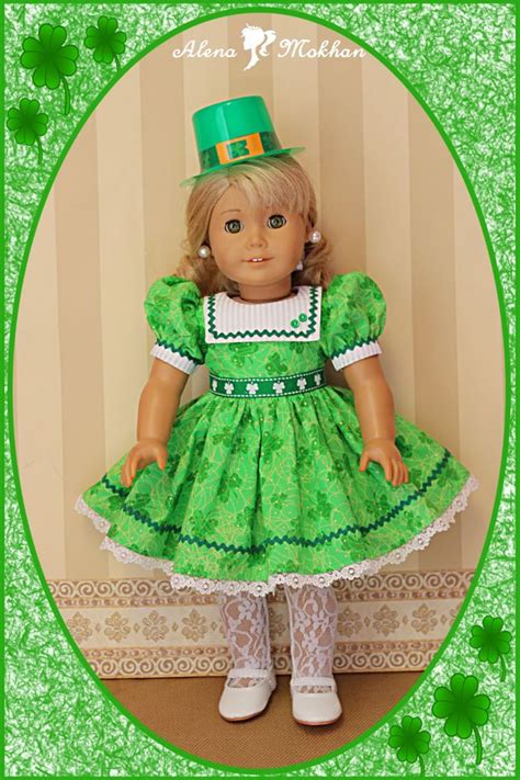 18 Inch American Style Doll St Patricks Day Sparkle Shamrock Green