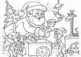Santa Coloring Elves Claus Christmas Pages Color Large Packing Markers Crayons Pencils Toys Fun Print Use Online sketch template