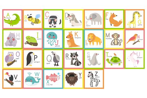 wild animals alphabet set   vectors clipart graphics