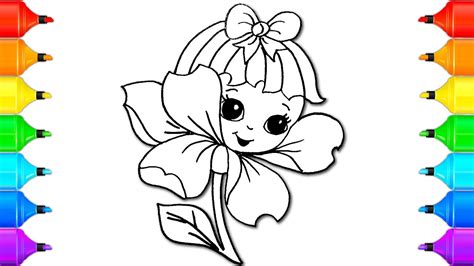 color  draw flower coloring painting pages kids song youtube