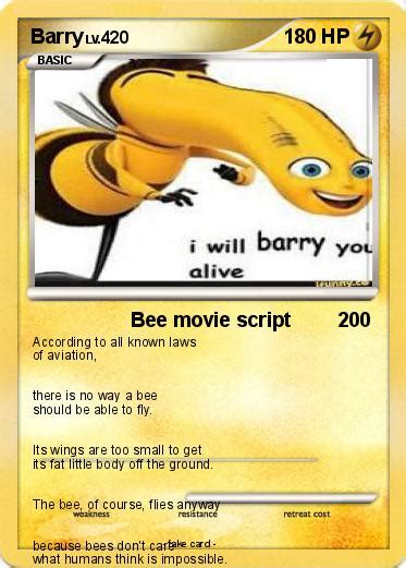 pokémon barry 175 175 bee movie script my pokemon card