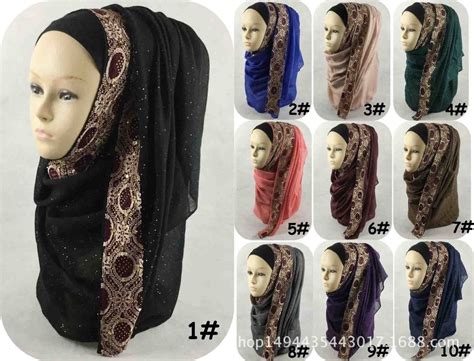 buy 2017 new women hijab scarf lace bronzing musilm