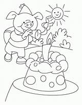 Birthday Coloring 5th Pages Park Celebrating Template Piggy sketch template