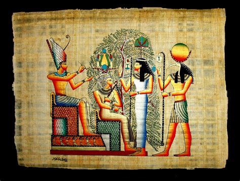 Rare Authentic Hand Painted Ancient Egyptian Papyrus Nefertari Journey