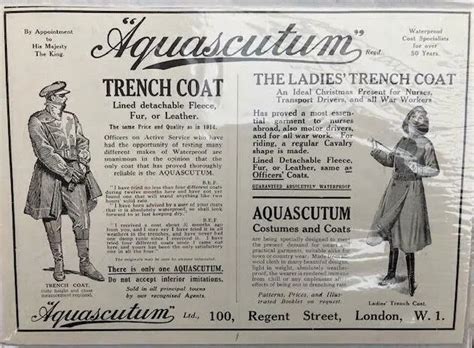 original vintage magazine fashion advert wwi aquascutum trench coats