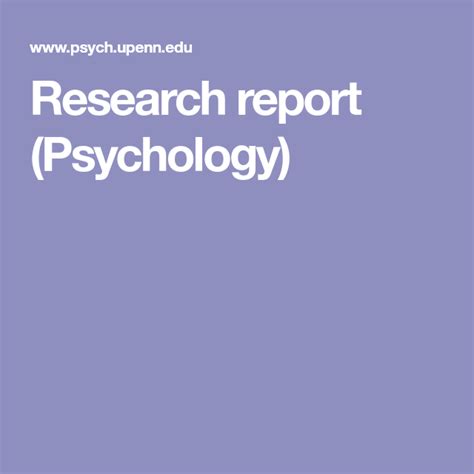 research report psychology psychology research report research
