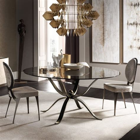 Luxurious Italian Round Glass Dining Table Set Juliettes