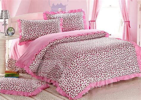 sexy pink leopard print 4 piece bedding sets duvet cover sets