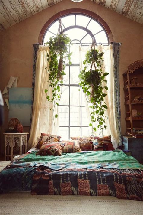 cozy bohemian bedroom ideas  window plant homemydesign