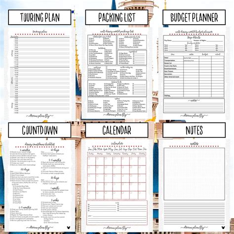 disney week blank itinerary calendar template printable