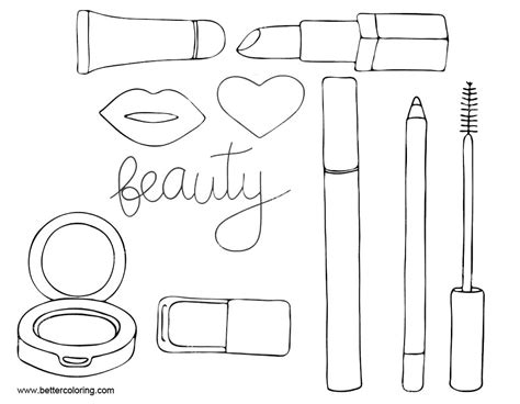 makeup coloring pages tools  printable coloring pages