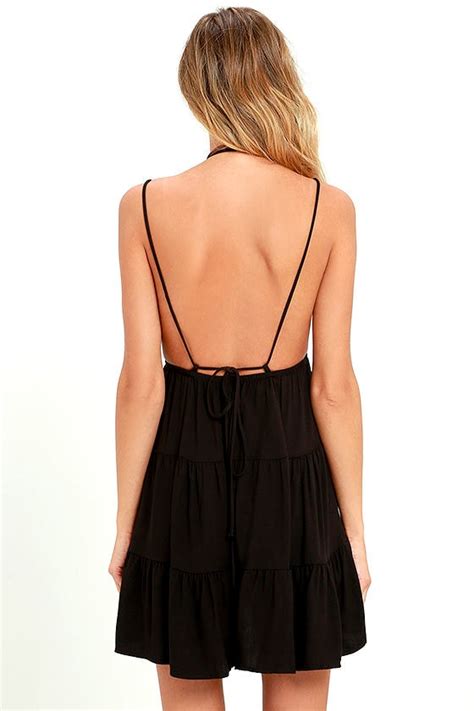 cute black dress sundress backless dress 54 00