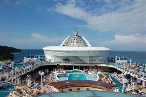 cruise ship top deck stock photo image  panorama ship