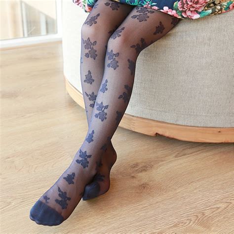 girls summer slim lace silk thin pantyhose stockings rose jacquard