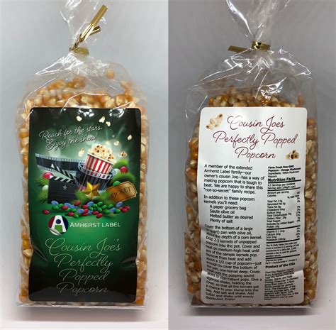 popcorn custom labeled  perfectly popped amherst label