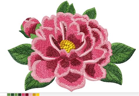 flower machine embroidery design peony set floral pattern etsy