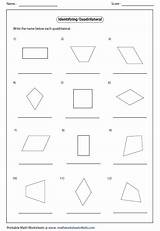 Quadrilateral Worksheets Identify Each Type Rhombus Trapezoid Parallelogram Square Rectangle Mathworksheets4kids Kite Name Contain sketch template