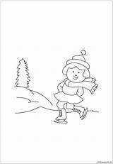 Pages Playing Girl Winter Coloring sketch template