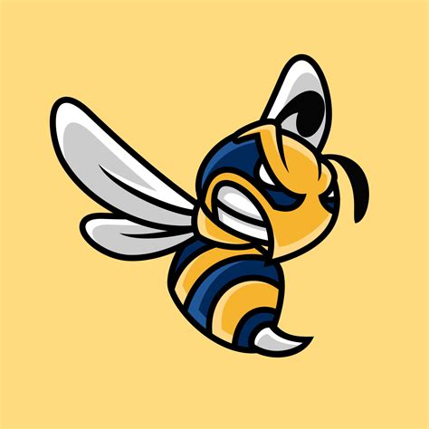 angry bee cartoon mascot character flat design style  vector