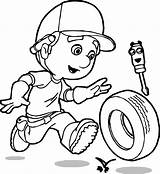 Coloring Tire Run Manny Wecoloringpage Cartoon Handy Pages sketch template