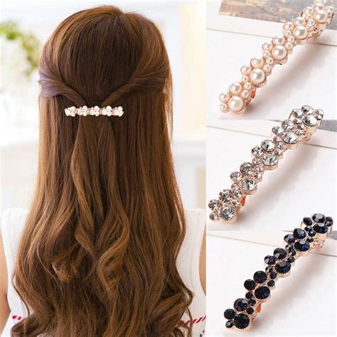 Hot Sale 5colors Women Korean Crystal Pearl Barrettes Popular Elegant