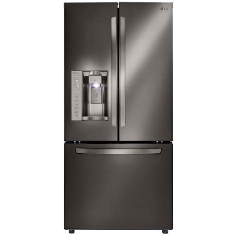 lg lfxsd  cu ft  wide french door refrigerator  ice water black stainless