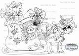 Magical Winter Digi Baldy Sleigh Sherri Unicorn Besties Stamp Instant Artist sketch template