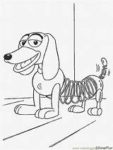 Toy Story Coloring Pages Printable Color Slinky Dog Online Disney Cartoons Kids sketch template