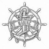 Wheel Anchor Vector Engraving Vintage Background Isolated Illustration Ribbon Marine Title Hat Drawings Stock Captain Choose Board Tattoo Ship sketch template