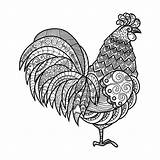 Rooster Zentangle Stylized Background sketch template