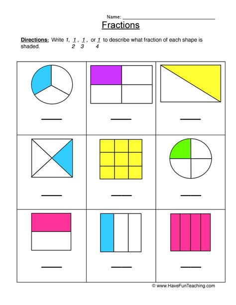 halves thirds fourths fractions worksheet  fun teaching