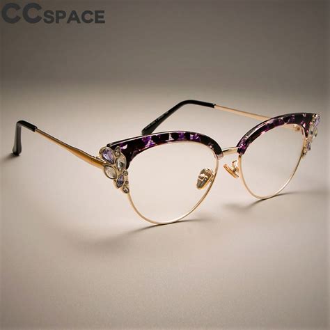 buy 2018 luxury cat eye glasses frames women shiny
