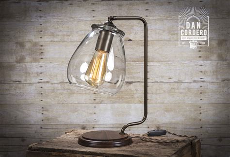 Glass Shade Edison Bulb Table Lamp Bronze Desk Lamp