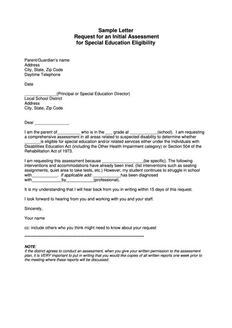 iep evaluation request letter template