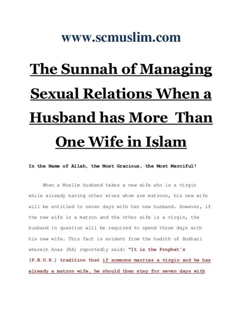 the sunnah of managing sexual relations when a husband has