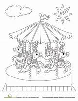 Coloring Carousel Circus Pages Worksheets Worksheet Education Printable sketch template