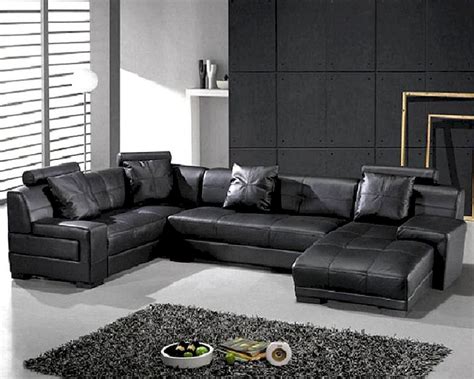 modern black leather sectional sofa set lb
