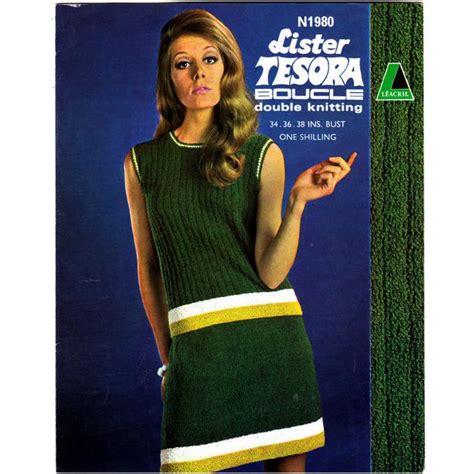 1980 Lister Knitting Pattern Lady S Miniskirt And Top Dk 34 38 Seventies