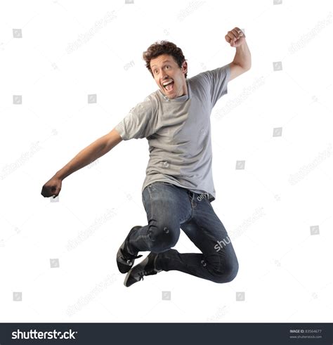 happy man jumping stock photo  shutterstock