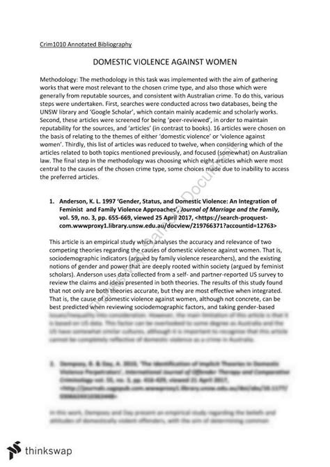 crim1010 annotated bibliography domestic violence against women