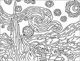 Gogh Starry Colorare Vincent Disegni Bambini Notte Stellata Quadri Munch Noite Scream Estrelada Sketchite Famosi Bambino Gessetto Arti Grano Forumcommunity sketch template