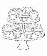 Coloring Cupcake Pages Kids Birthday Print sketch template
