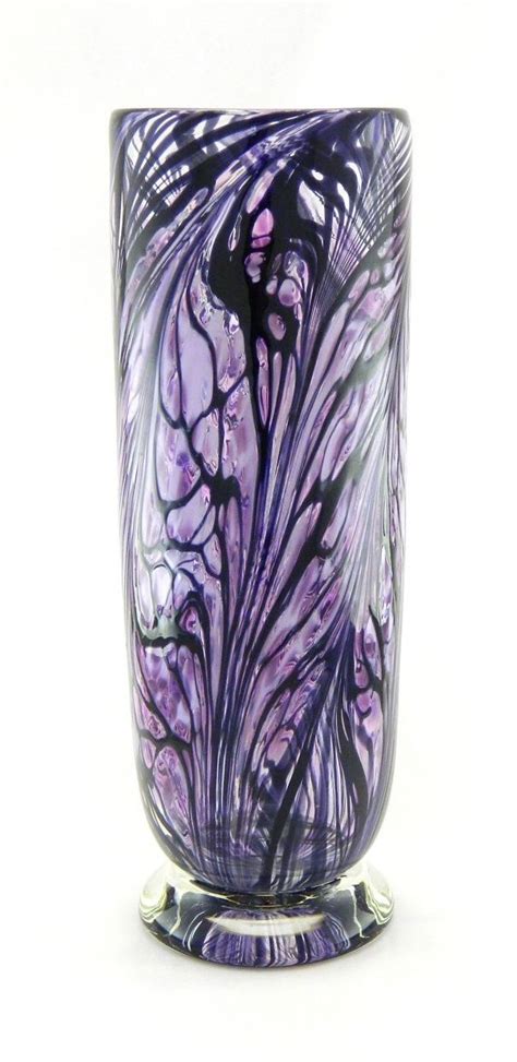 Blown Glass Art Hand Blown Art Glass Vase Purple And